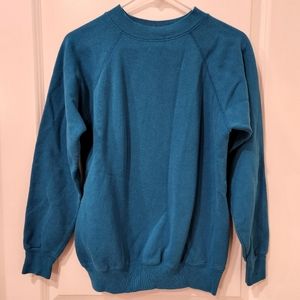 Hanes Vintage 90's Blank Blue Raglan Crewneck Pullover Sweatshirt Made In USA